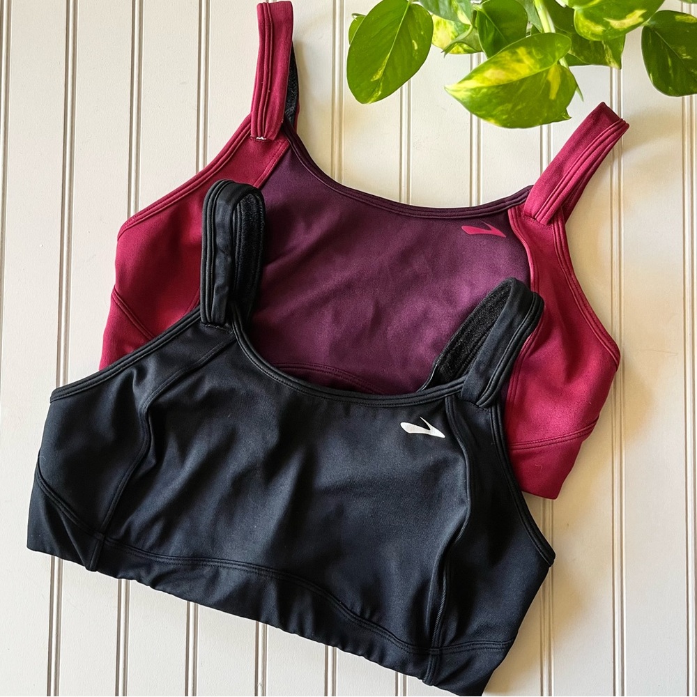 Brooks Running Women’s Lot of 2 Wire Free Fiona Sports Bras Black Pink 32/34D